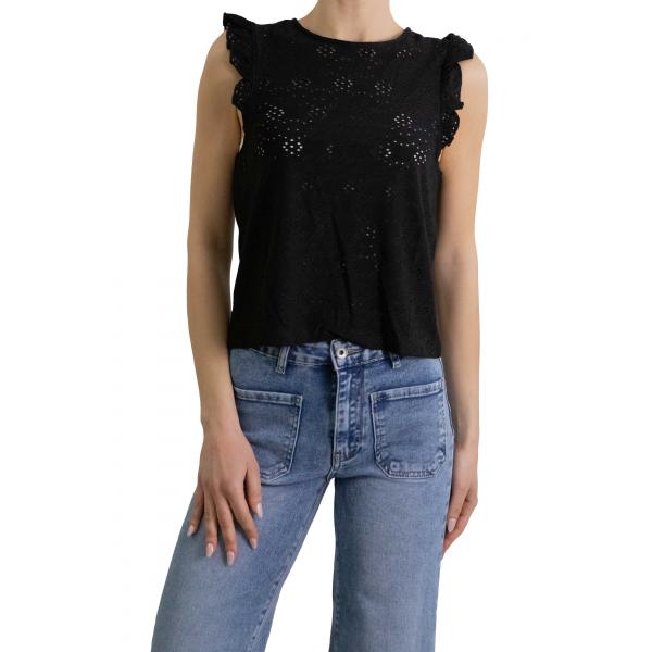 Maglia con volant e ricami Only